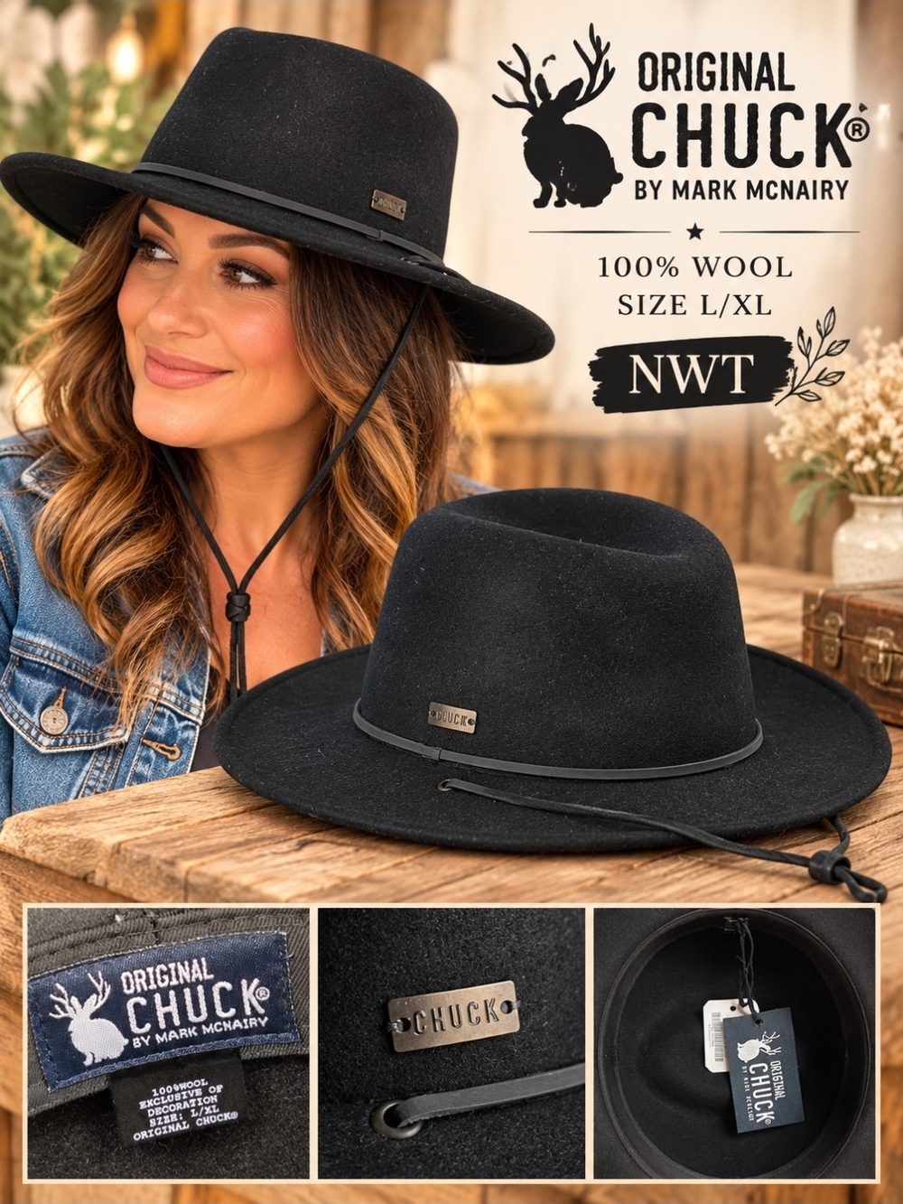 Original Chuck Women's Black Wool Rancher Hat